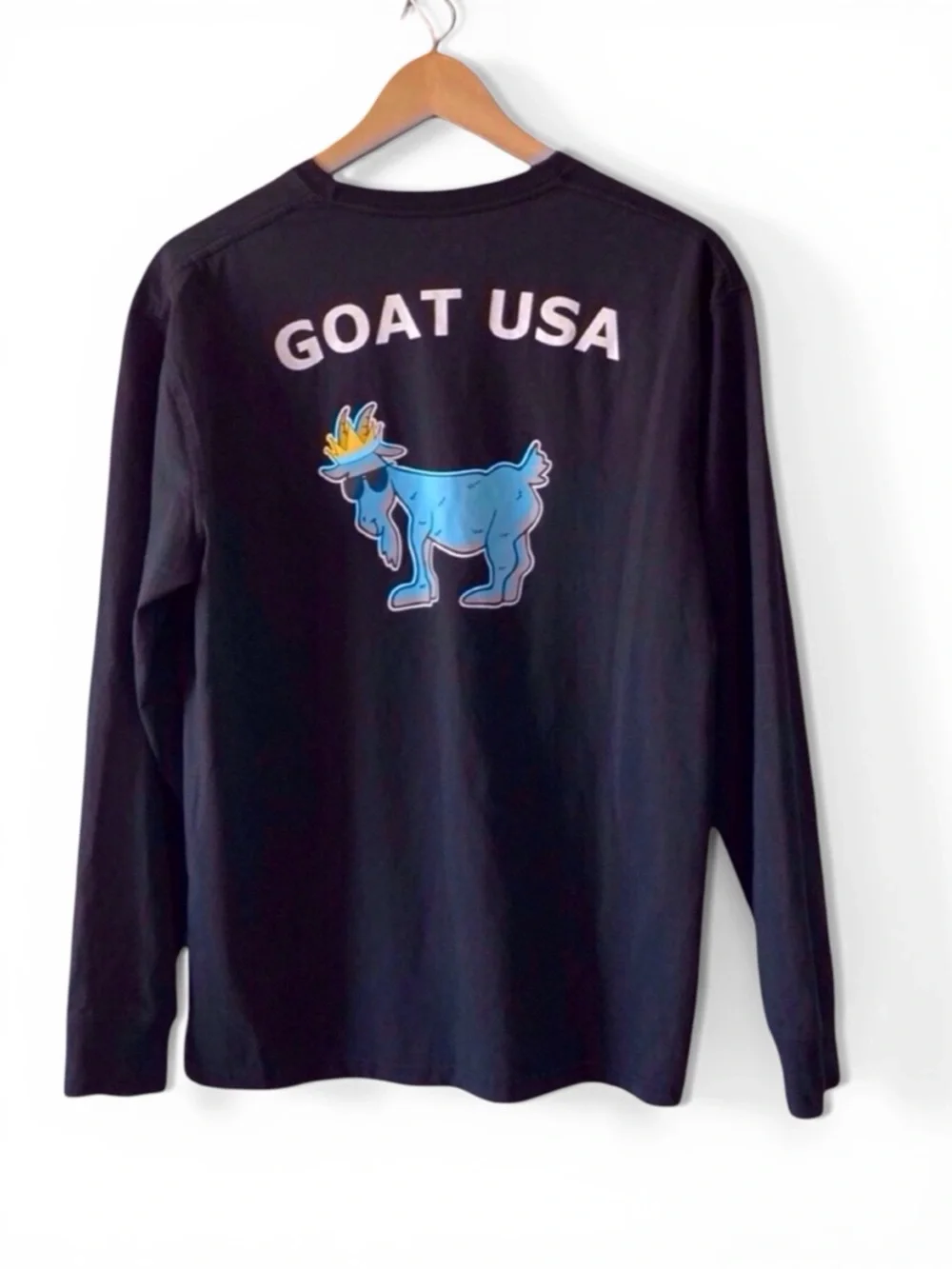 GOAT USA Long Sleeve Tee Black Goat Back Graphic Chest Logo Size M - Picture 5 of 13